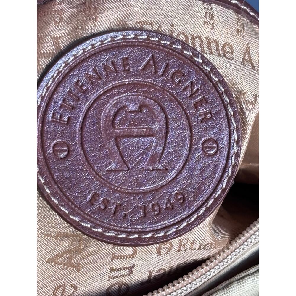 Vintage Etienne Aigner Beige Canvas Leather Shoulder Bag Classic Neutral Purse - Picture 11 of 13
